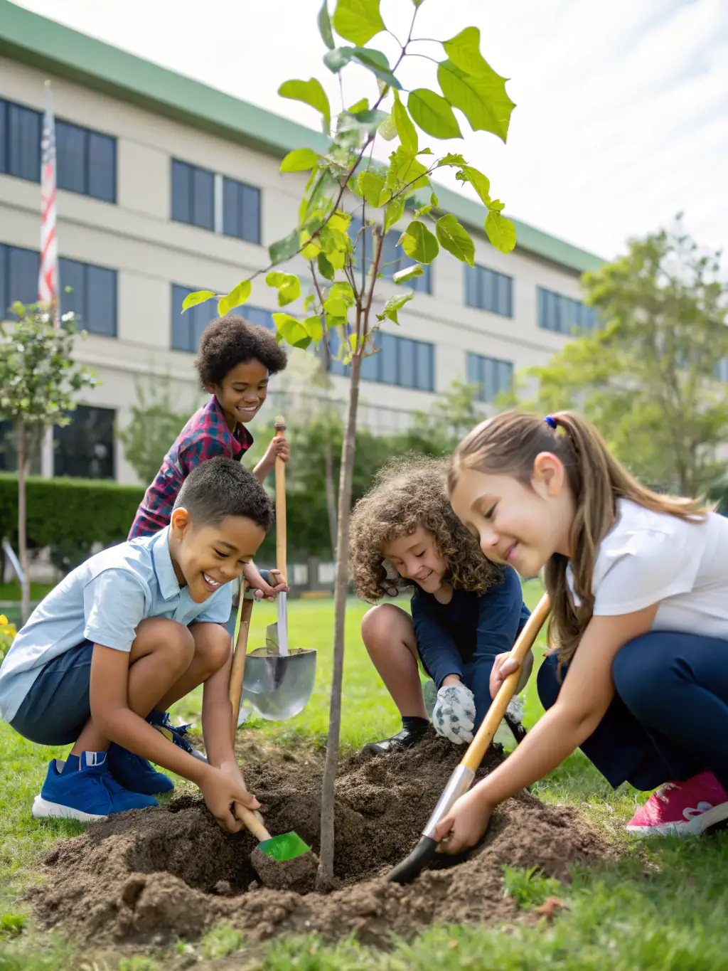 A photograph of children participating in an educational workshop focused on environmental conservation along the ROUTE HAUTE MARCHE BASSE LISSE.
