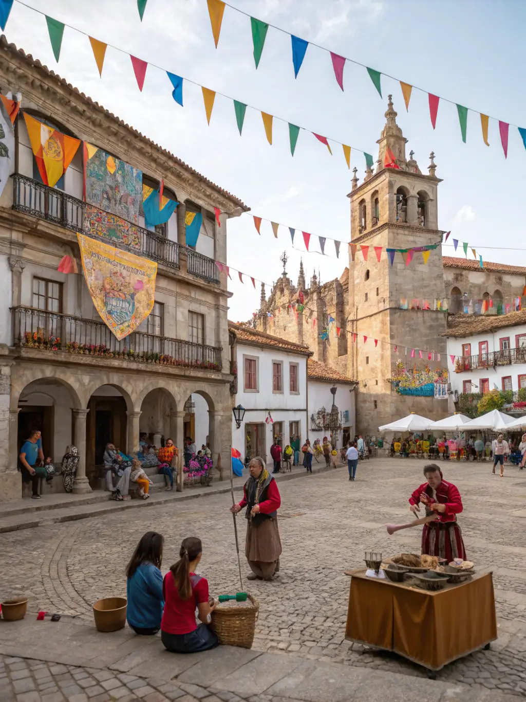 A photograph of a community event held along the ROUTE HAUTE MARCHE BASSE LISSE, showcasing local artisans and cultural performances.